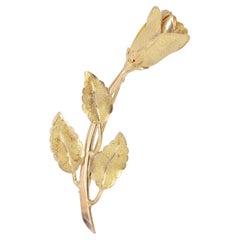 French, 1960s, 18 Karat Yellow Gold Rosebud Brooch