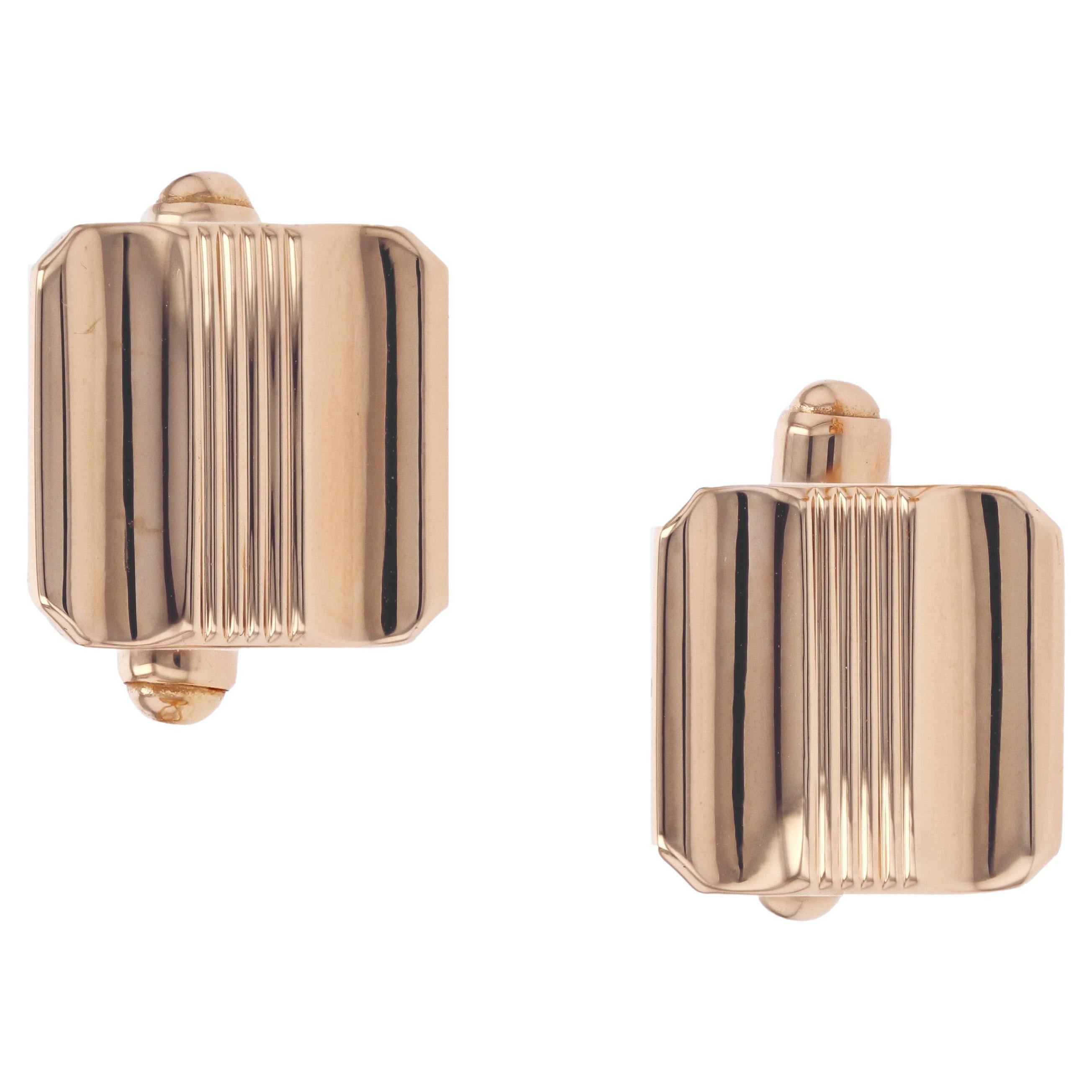 French 1960s 18 Karat Yellow Gold Square Retro Cufflinks