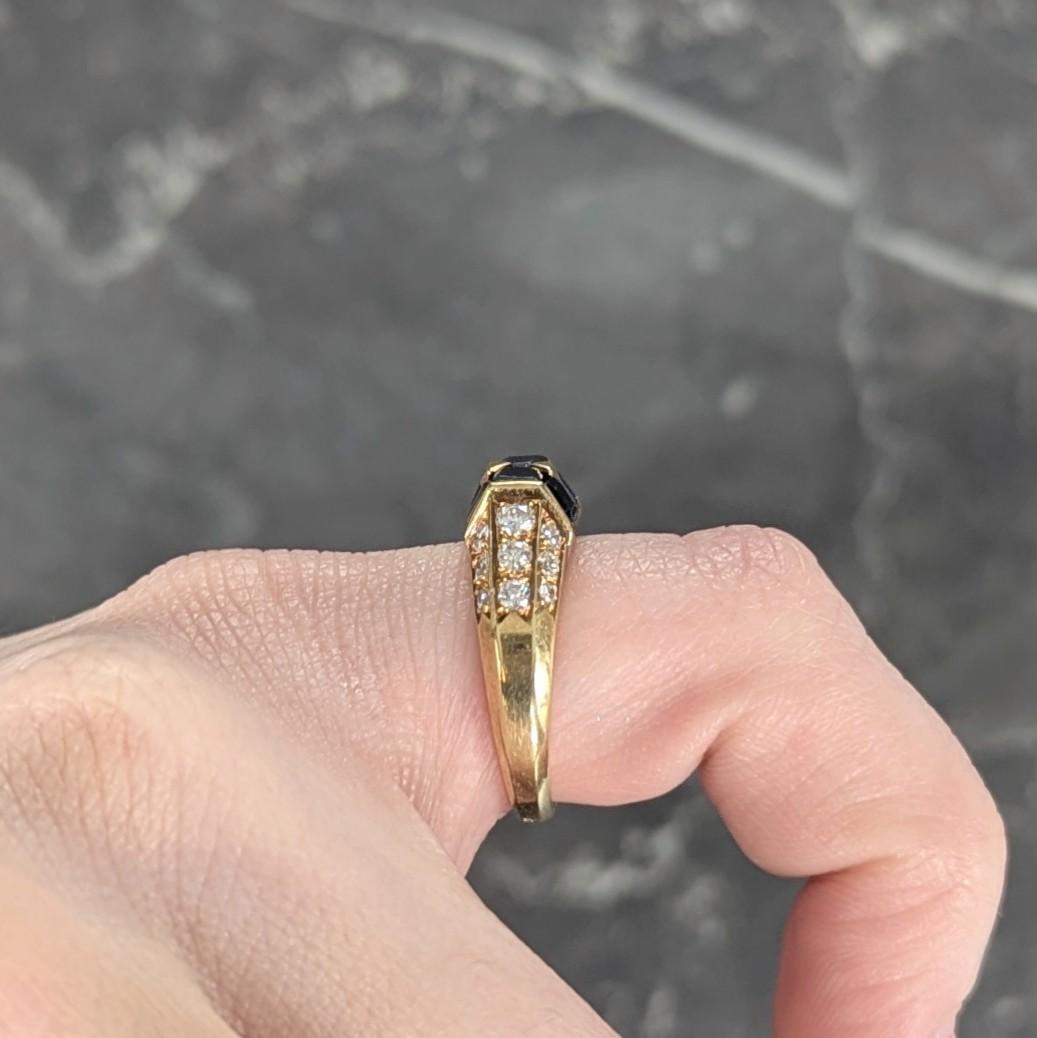 Bague jonc vintage en or jaune 18 carats, diamants et saphir 1,80 carat, France, années 1960 en vente 5