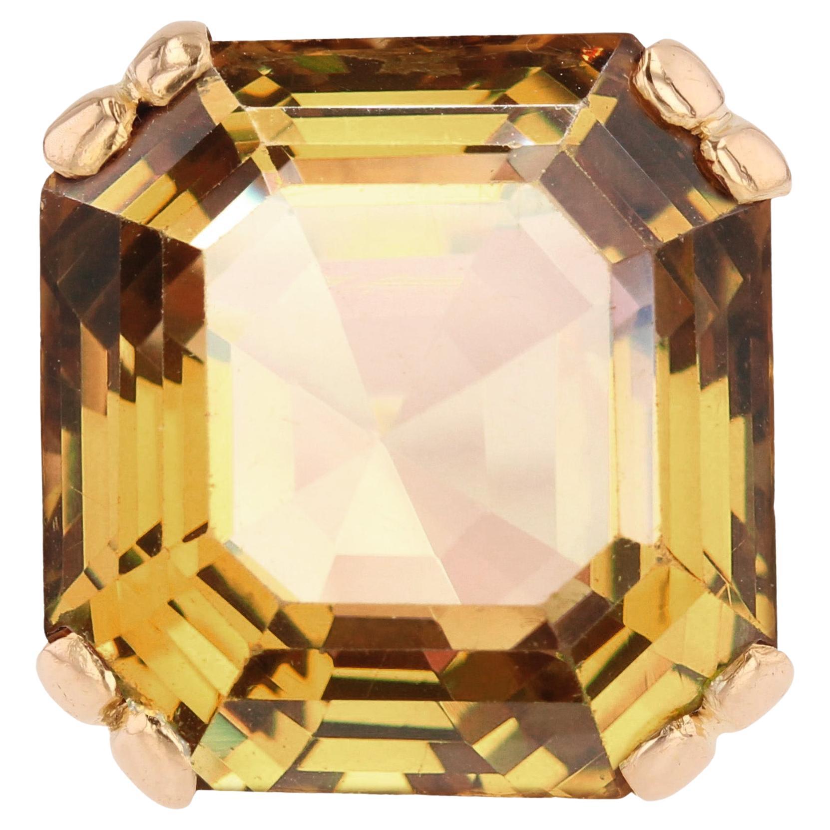 Bague de cocktail rétro en or rose 18 carats et citrine 31 carats des années 1960