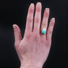 French 1960s 3.10 Carat Turquoise 18 Karat Rose Gold Ring