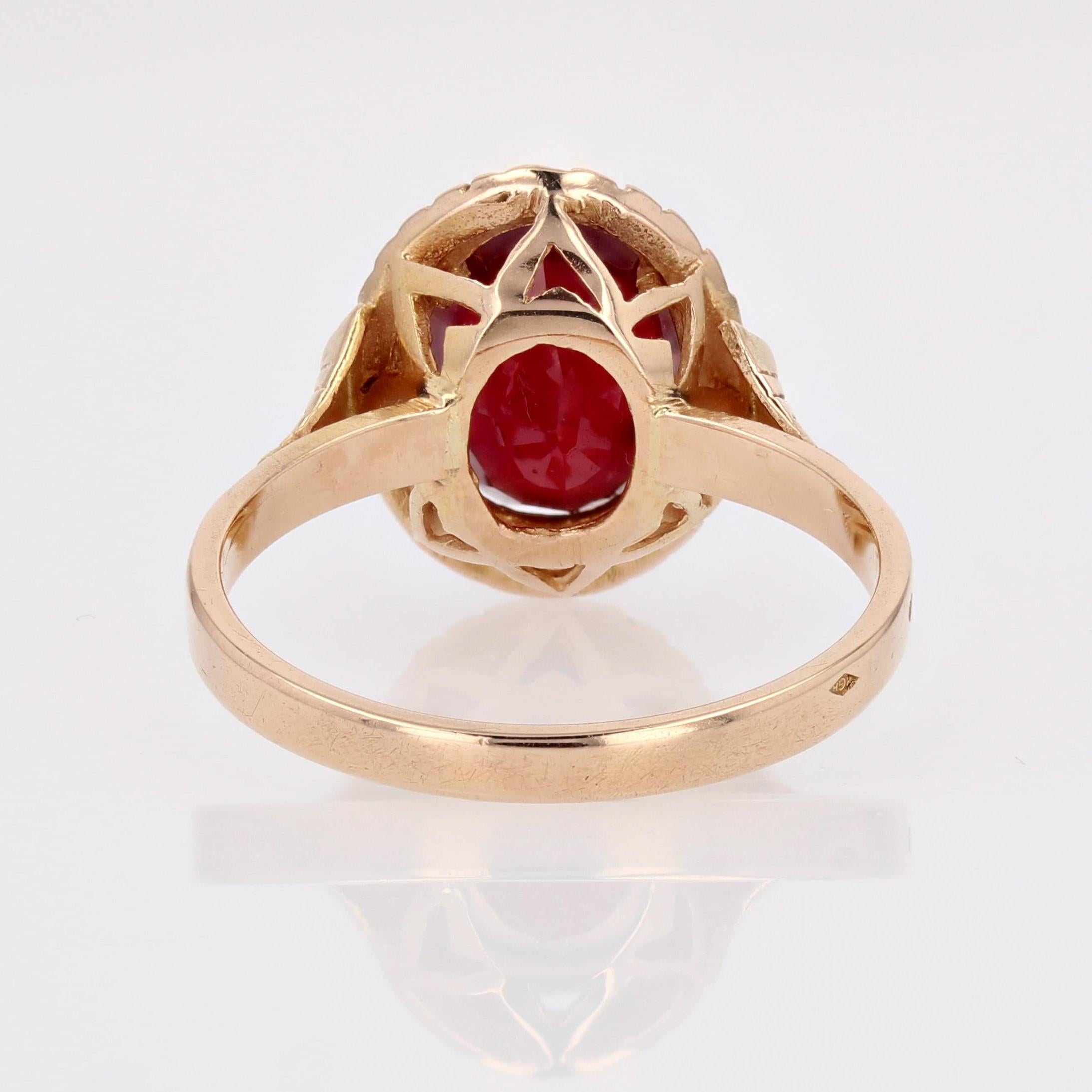 Women's French 1960s 3.10 Carats Ruby 18 Karat Rose Gold Ring For Sale