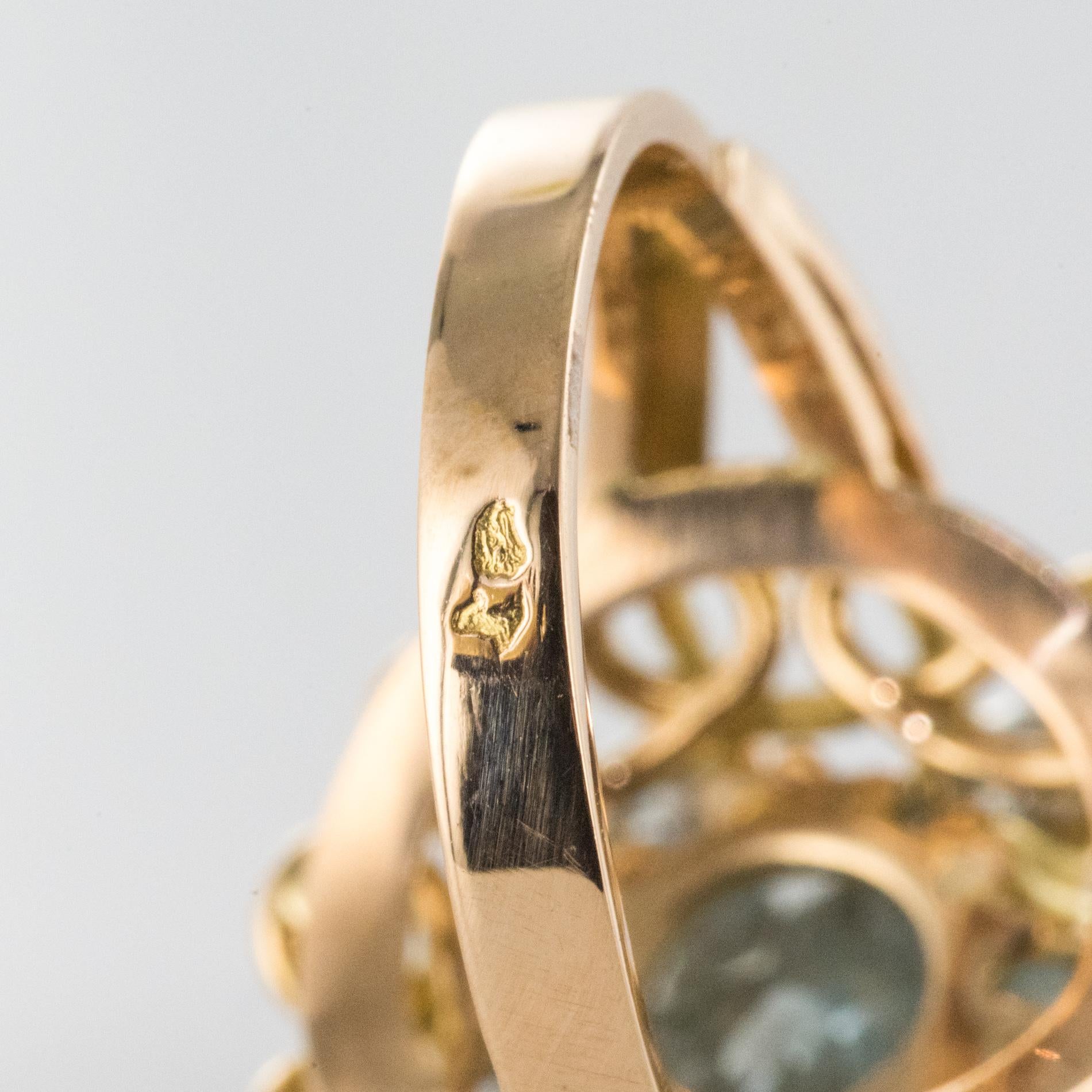 French 1960s 3.35 Carat Aquamarine Diamond 18 Karat Rose Gold Ring 8