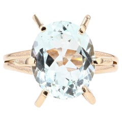 Französischer 1960er Jahre 4,10 Karat Aquamarin 18 Karat Gelbgold Ring