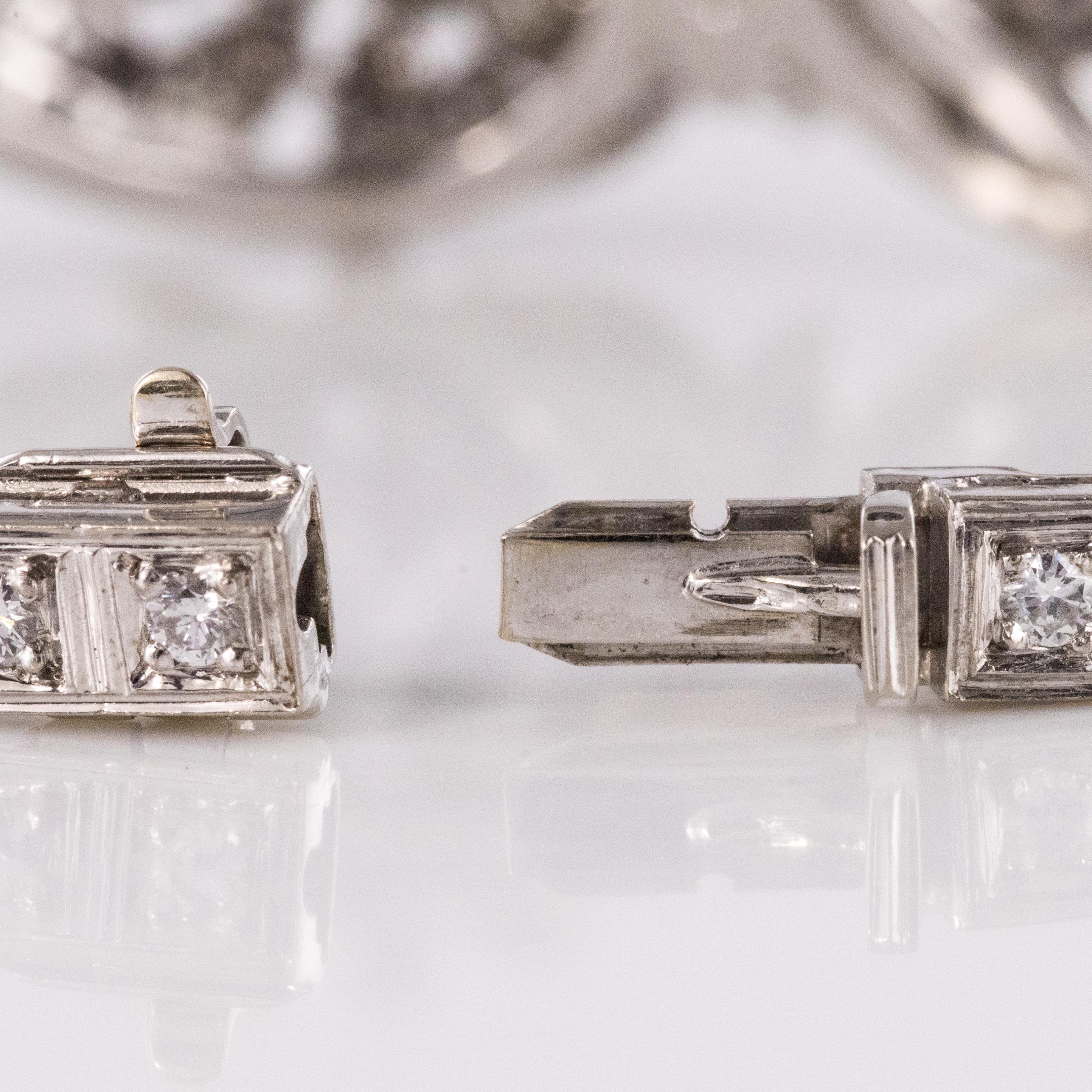 Bracelet franais des annes 1960 en or blanc 18 carats avec diamants de 4,40 carats en vente 10