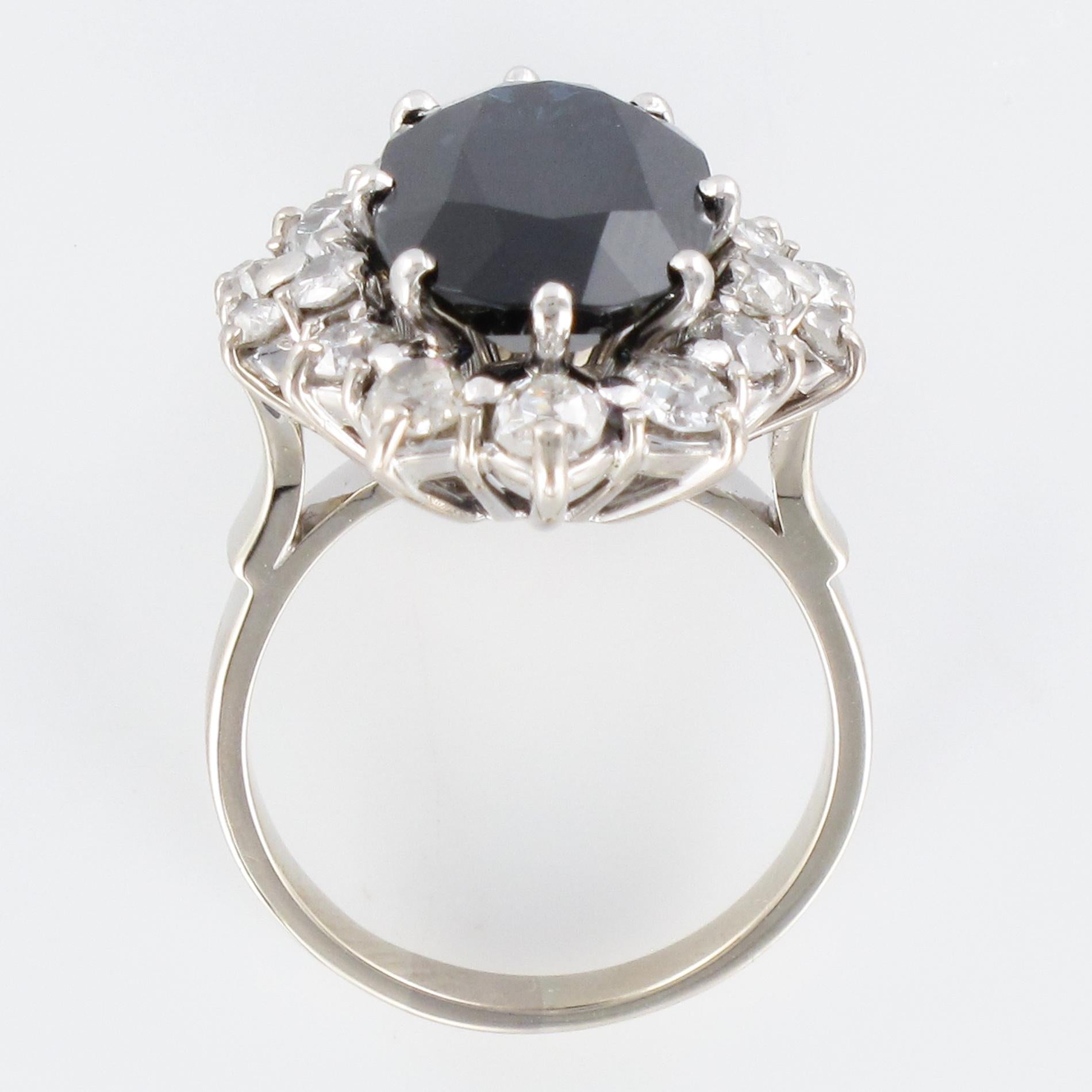 French 1960s 5.30 Carat Sapphire Diamonds Pompadour Cluster Ring 7