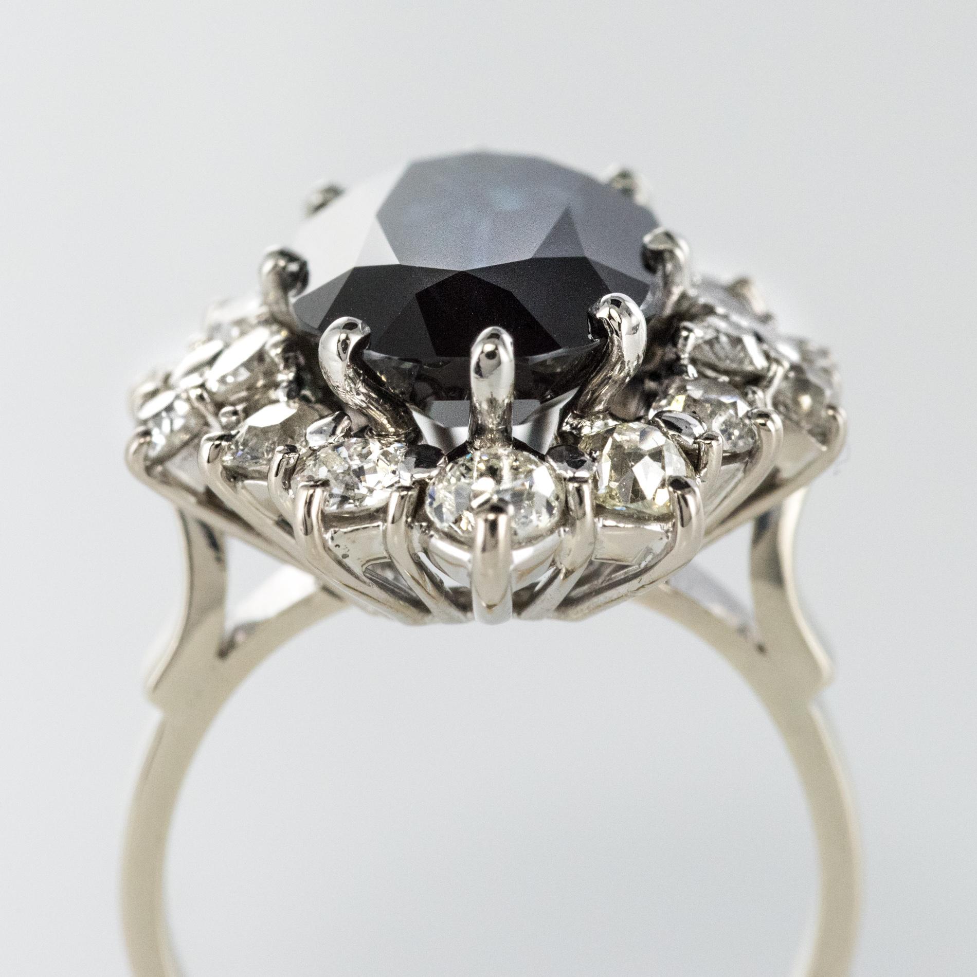 French 1960s 5.30 Carat Sapphire Diamonds Pompadour Cluster Ring 4