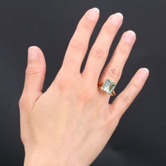 French 1960s 5.82 Carat Watermint Tourmaline 18 Karat Yellow Gold Ring