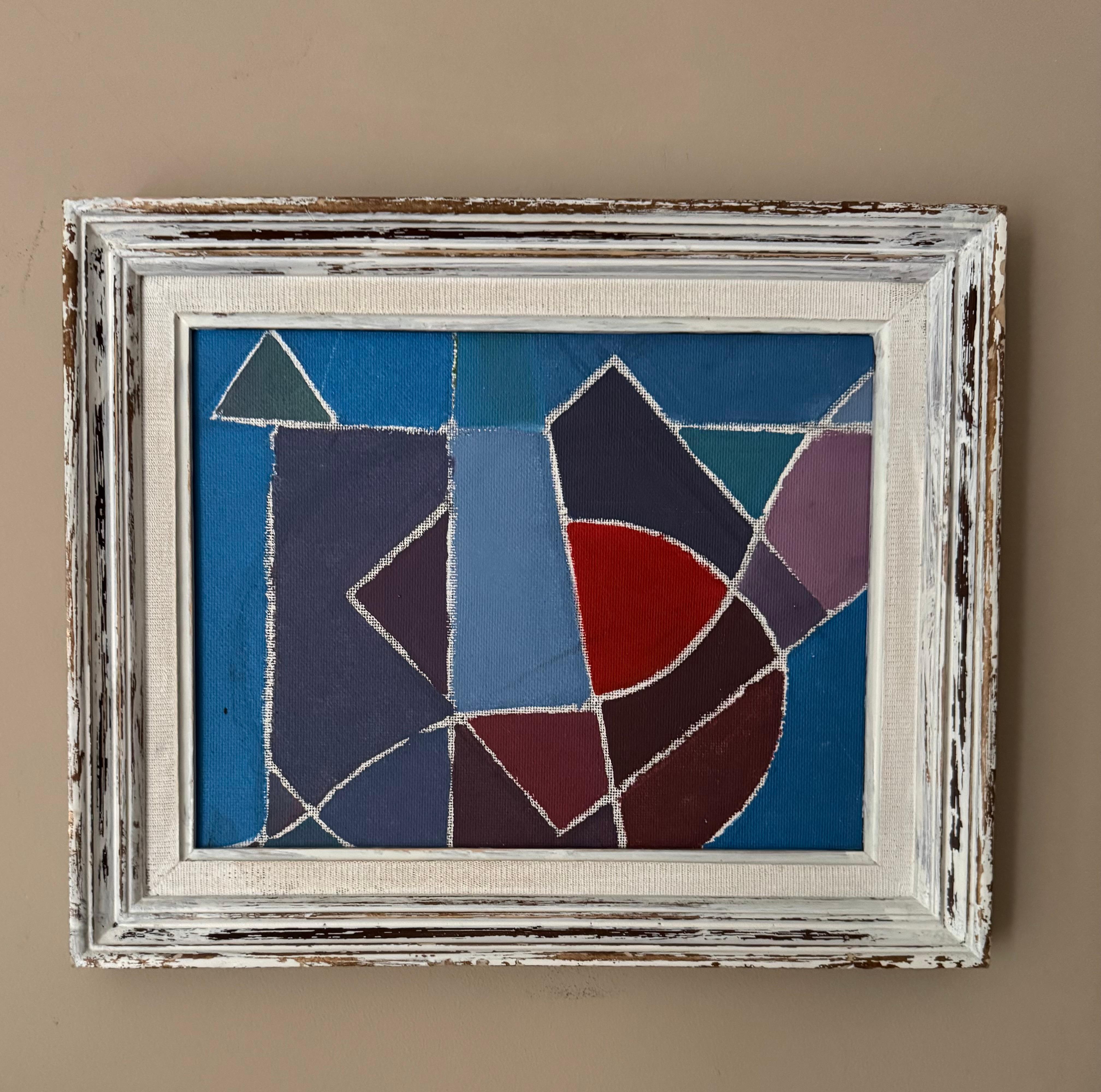 Pintura abstracta francesa de los años 60 Pintado a mano en venta