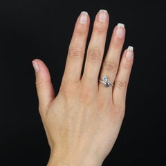 French 1960s Aquamarine Purple Sapphire Diamonds 18K Yellow Gold You and Me Ring