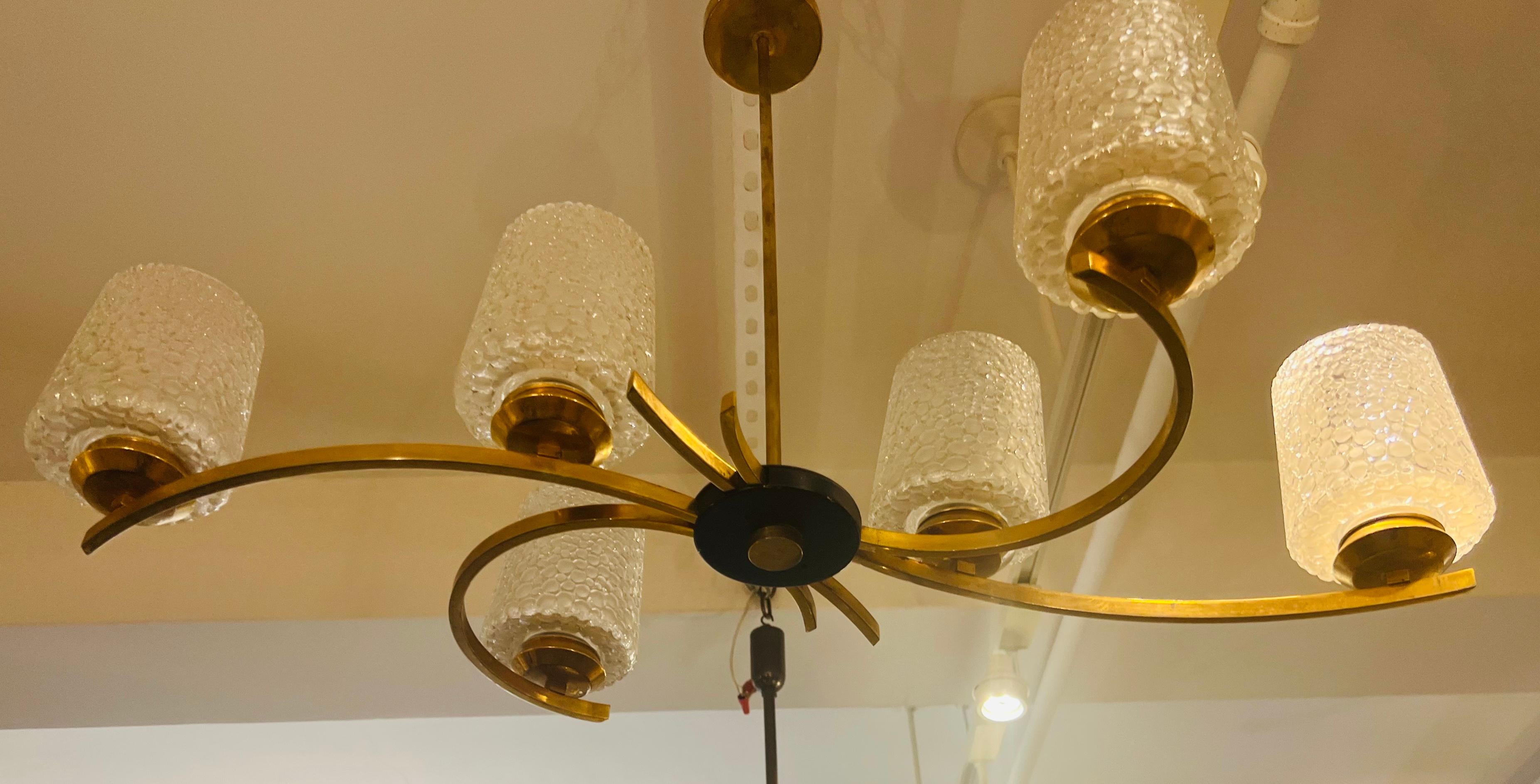 French 1960s Arlus Chandelier Mid Century  3