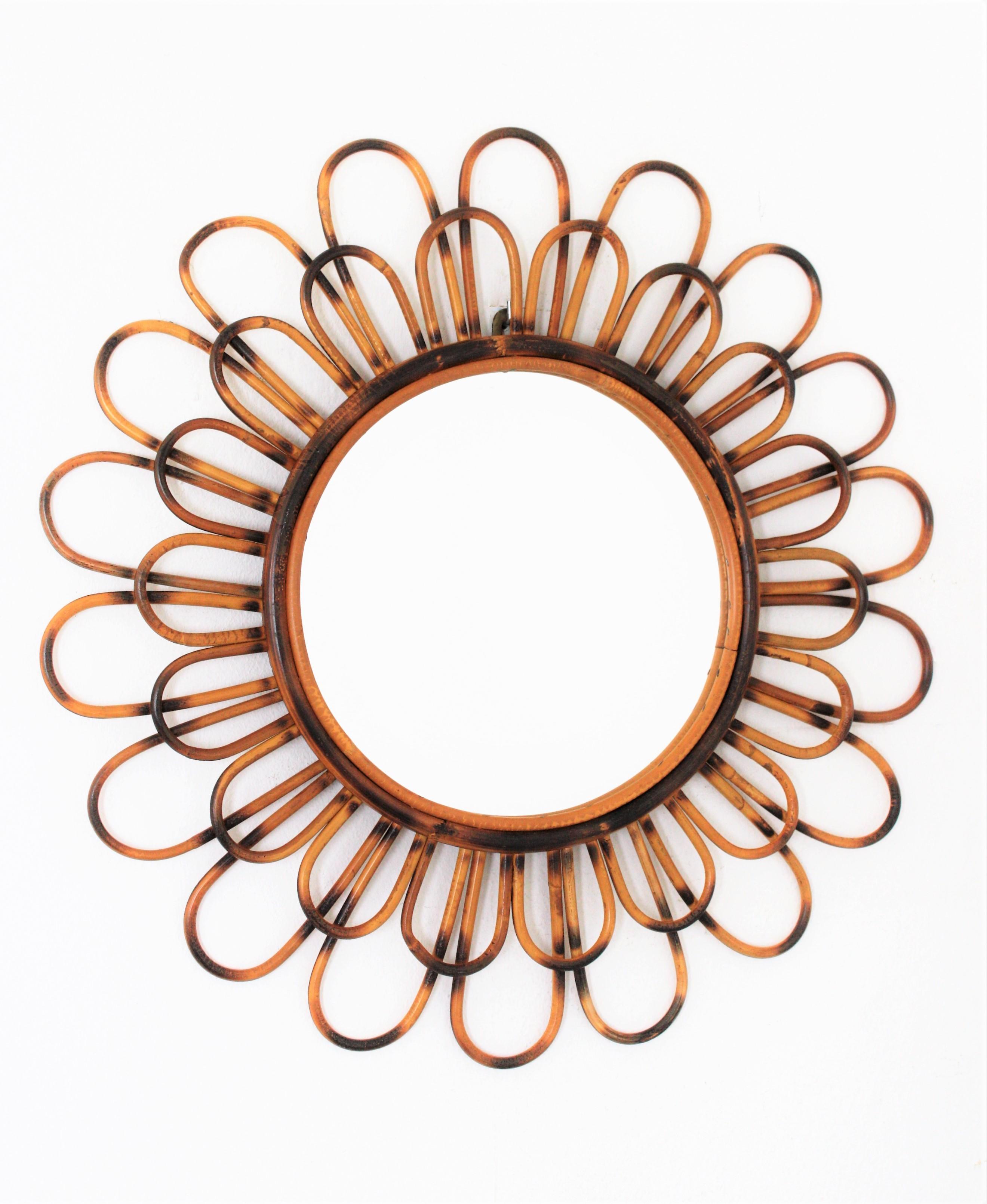 rattan flower mirror