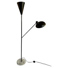French 1960’s black metal two armed floor lamp