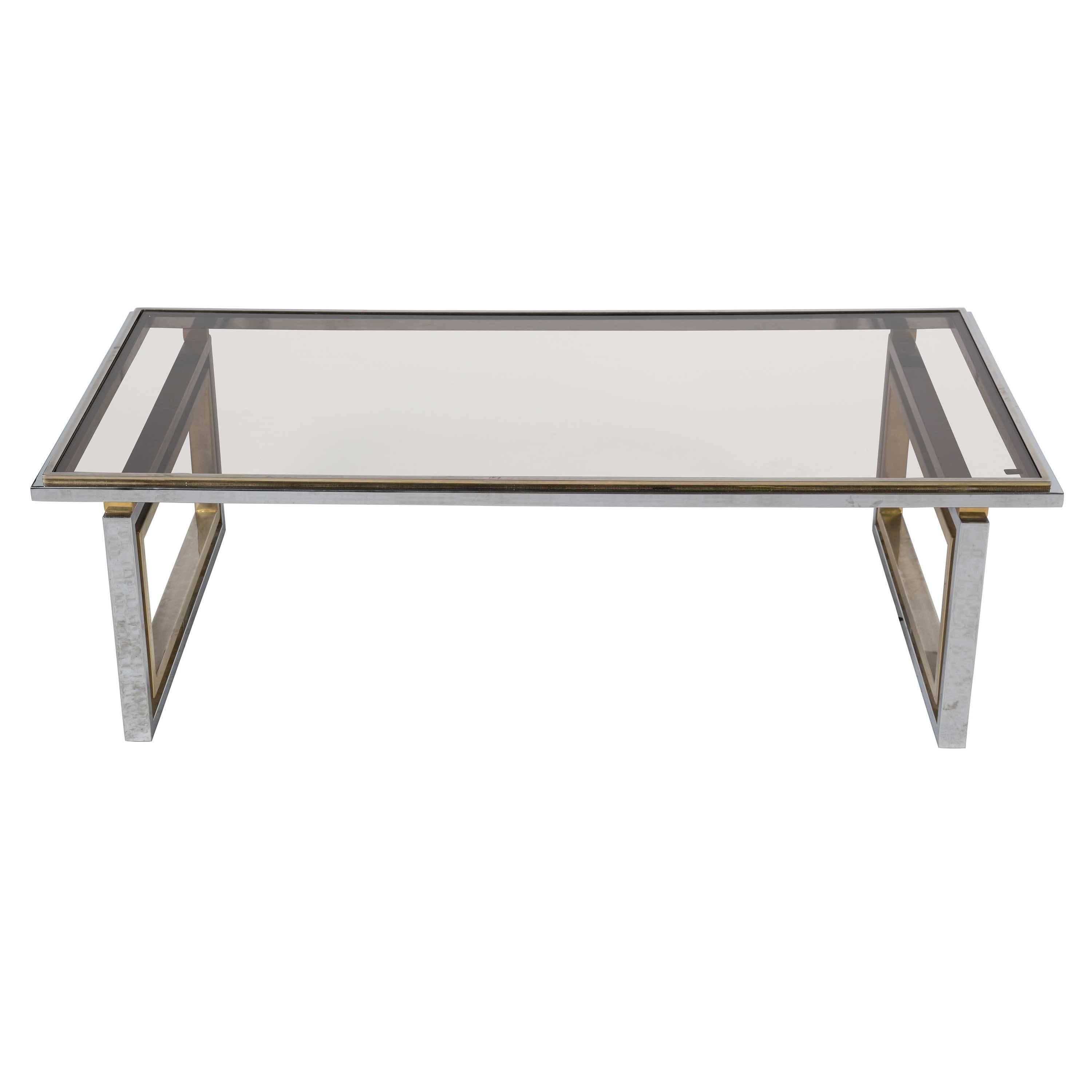 French 1960s Brass and Chrome Coffee Table In Good Condition In Gloucestershire, GB