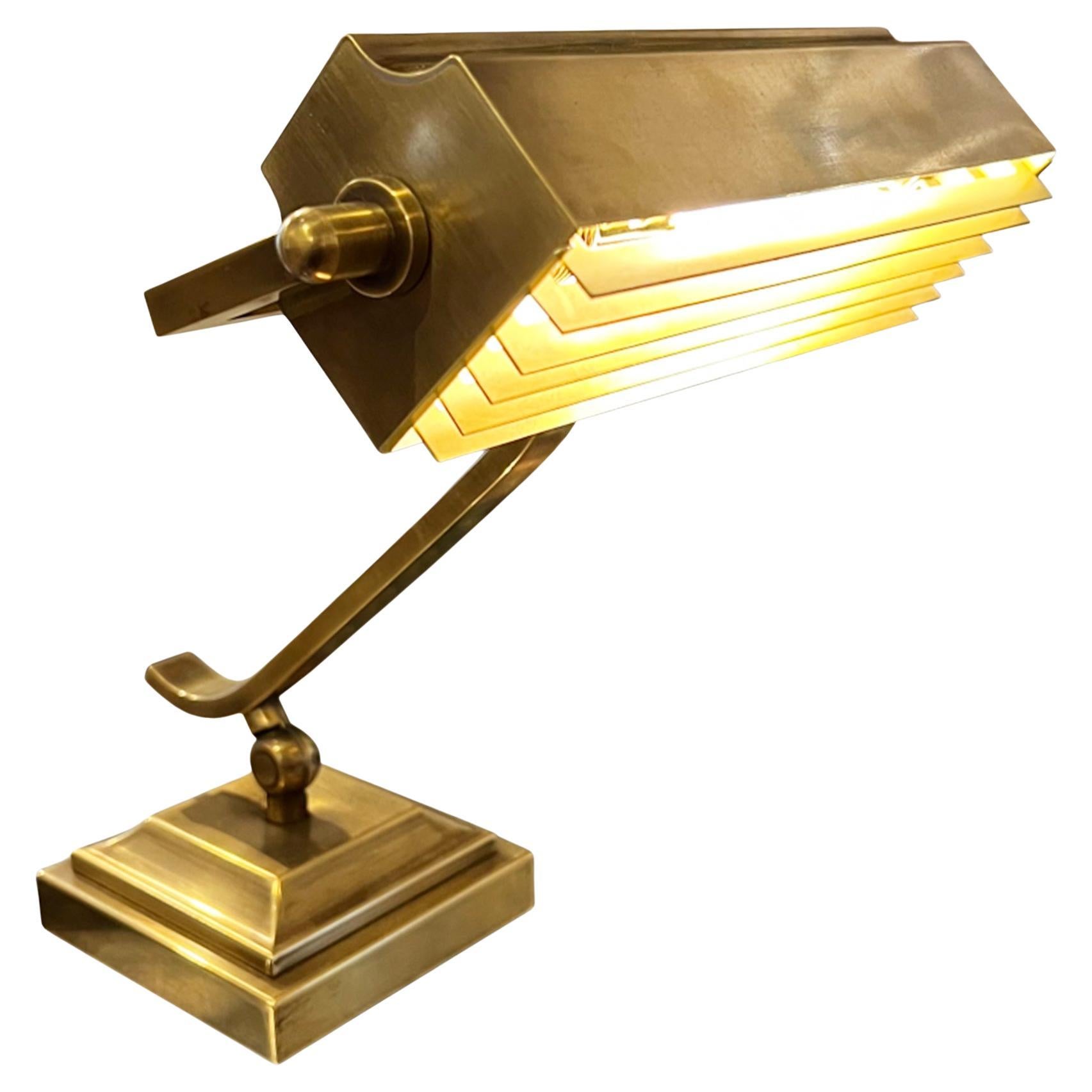 French 1960s Brass 'Banker's' Lamp