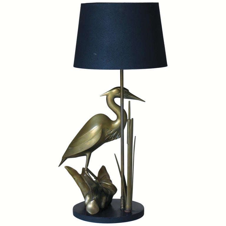 French 1960s Brass "Heron" Lamp at 1stDibs