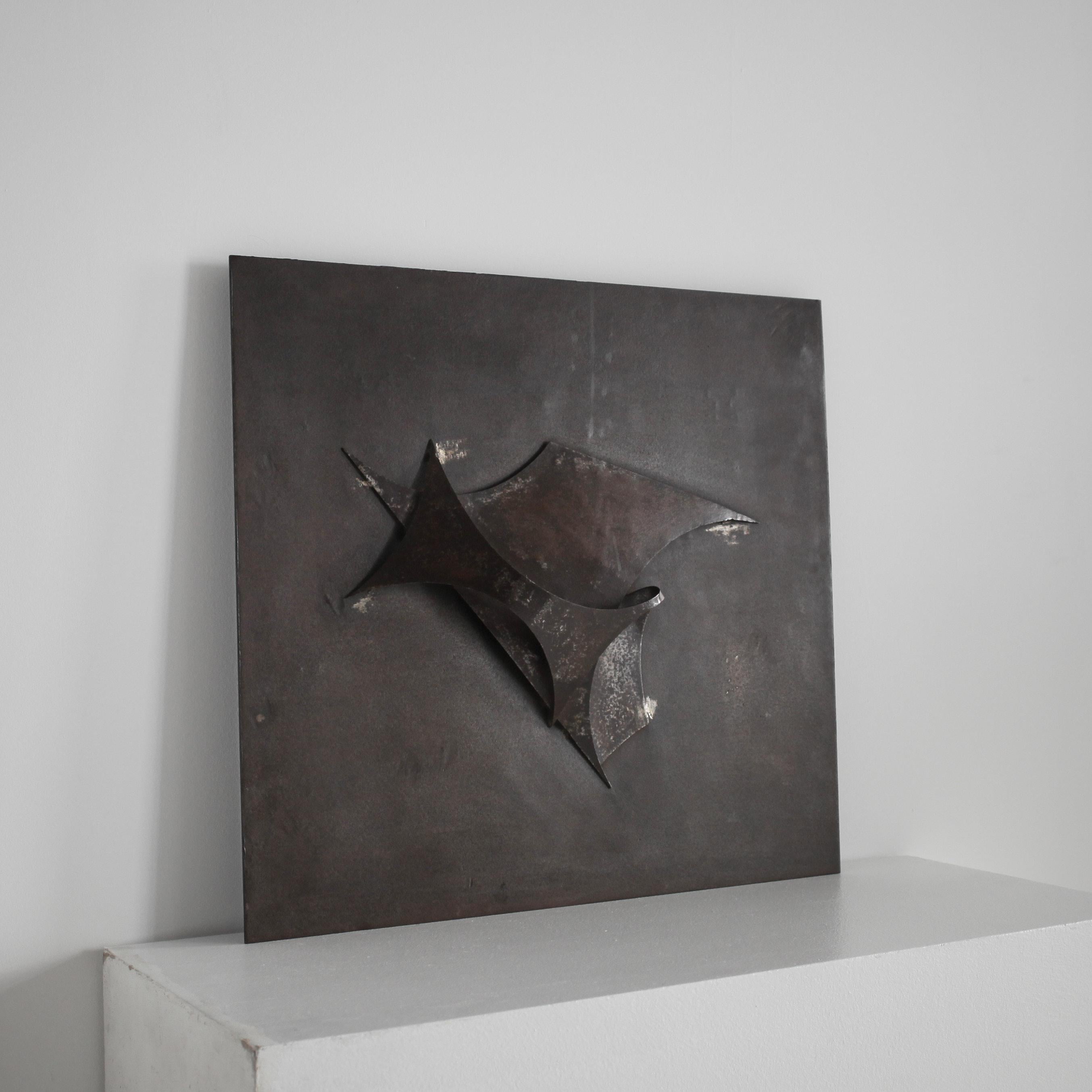 French 1960S Bronzed Steel Relief Modernist In Good Condition For Sale In London, GB