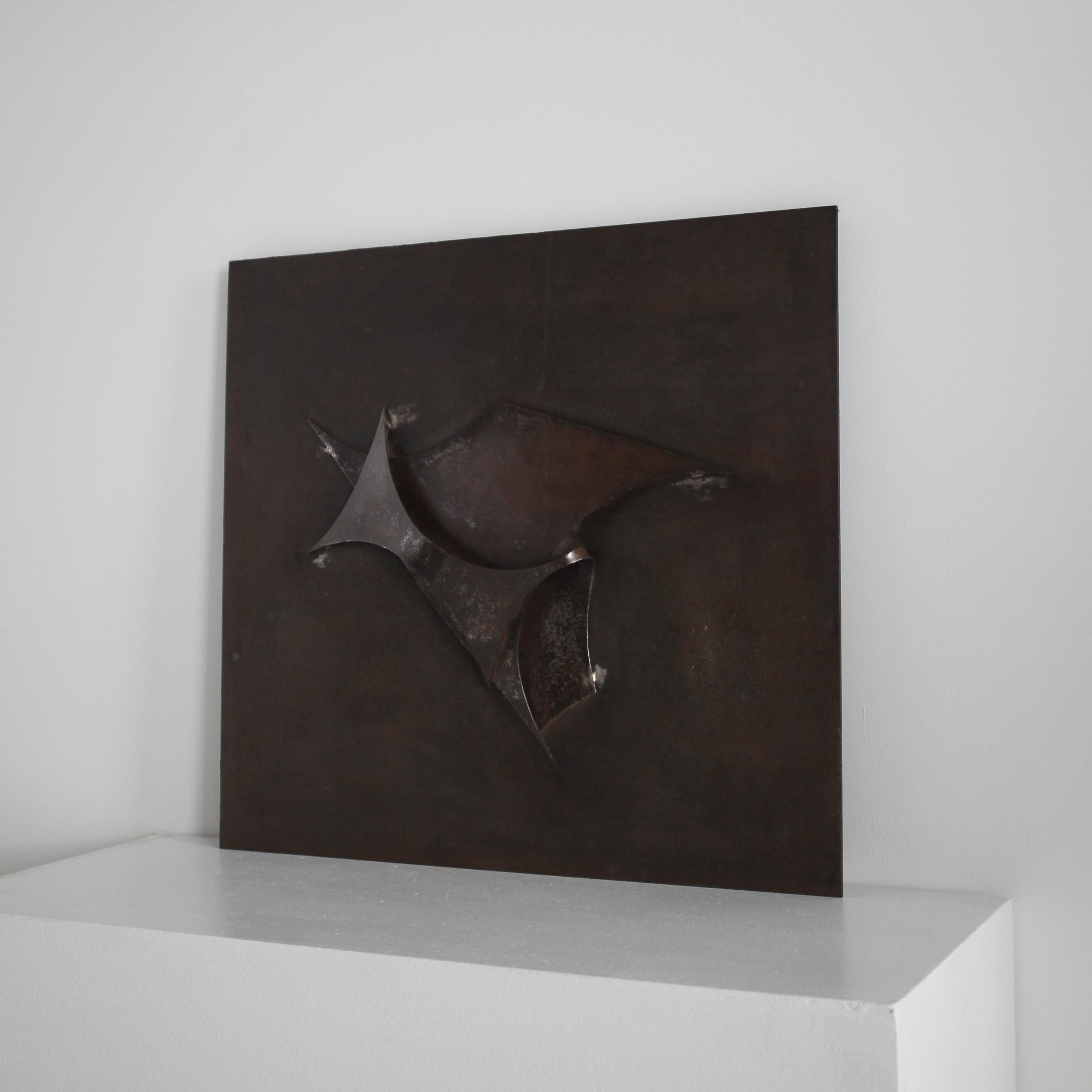 French 1960S Bronzed Steel Relief Modernist For Sale 2