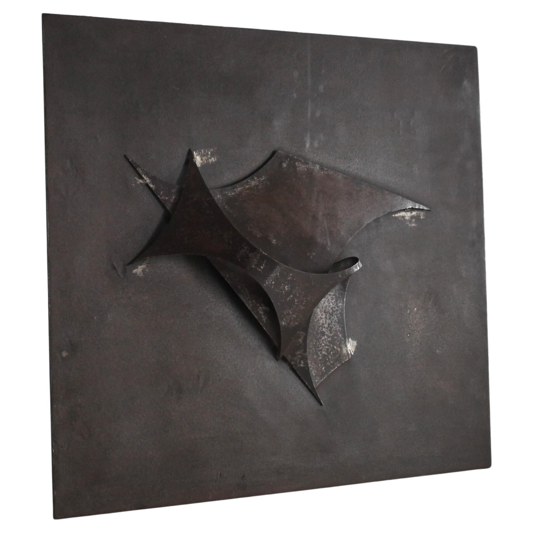 French 1960S Bronzed Steel Relief Modernist For Sale