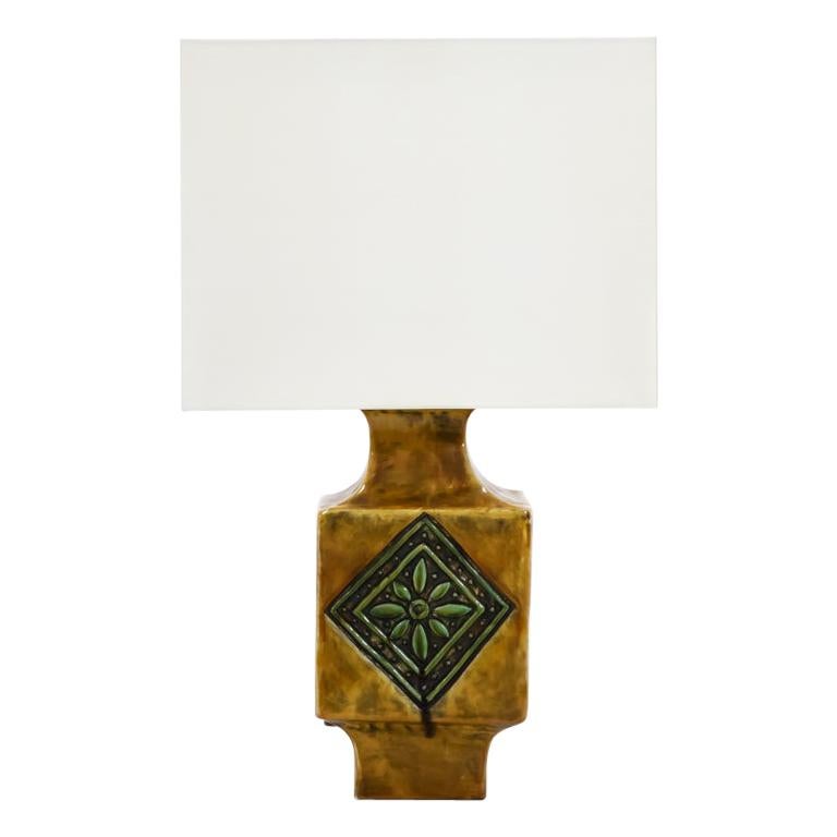 French 1960s Ceramic Glazed Table Lamp For Sale