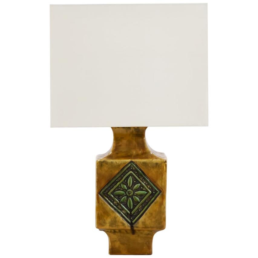 French 1960s Ceramic Glazed Table Lamp