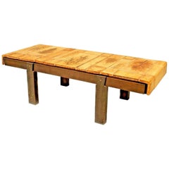 Table basse française des années 1960 avec plateau en céramique et carreaux