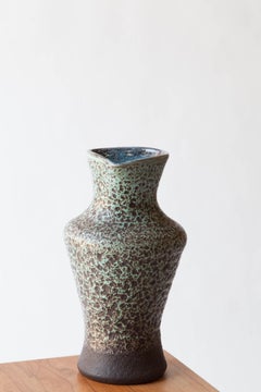 French 1960s Ceramic Turquoise Speckled Pitcher
