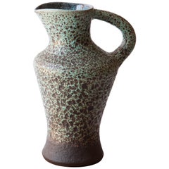 Vintage French 1960s Ceramic Turquoise Speckled Pitcher