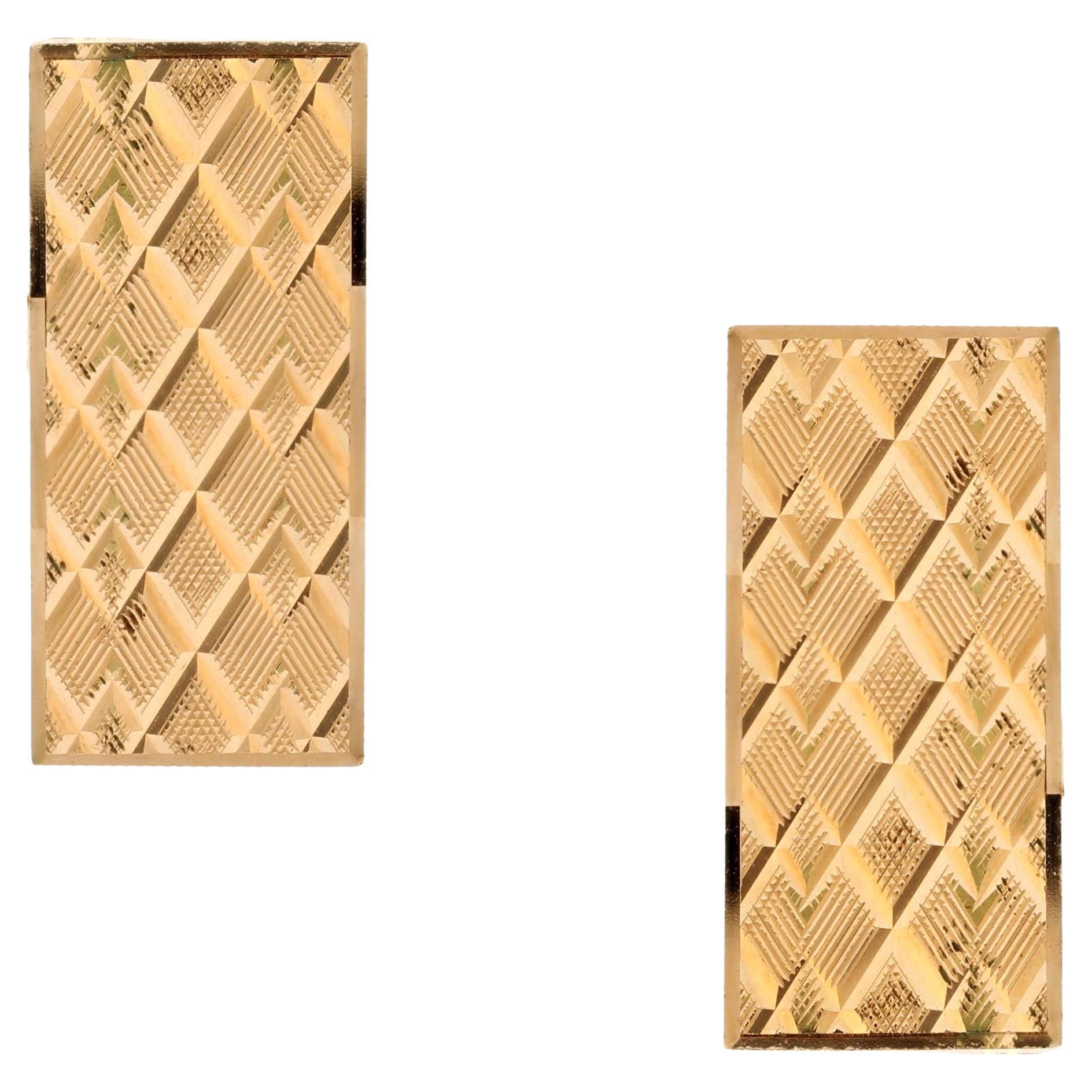 French 1960s Chiseled 18 Karat Yellow Gold Cufflinks