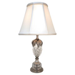 French 1960
s Cut Crystal and Nickel Table Lamp