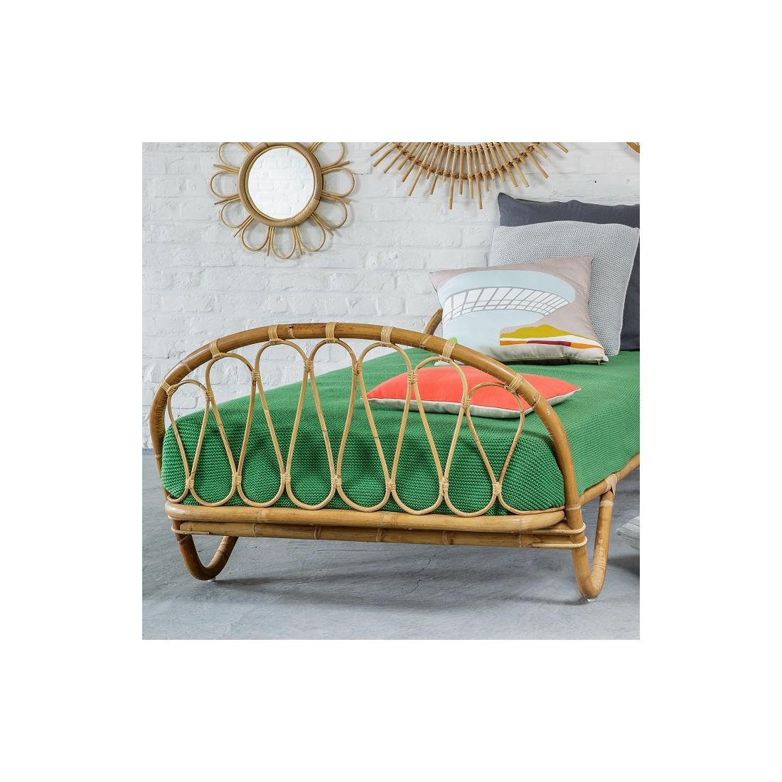 French 1960s Design Rattan bed frame for 90cm/190cm couch (sold without cushions and mattress ).
