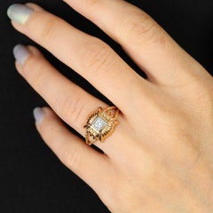 Anillo retro francés de los años 60 con diamantes y oro rosa de 18 quilates