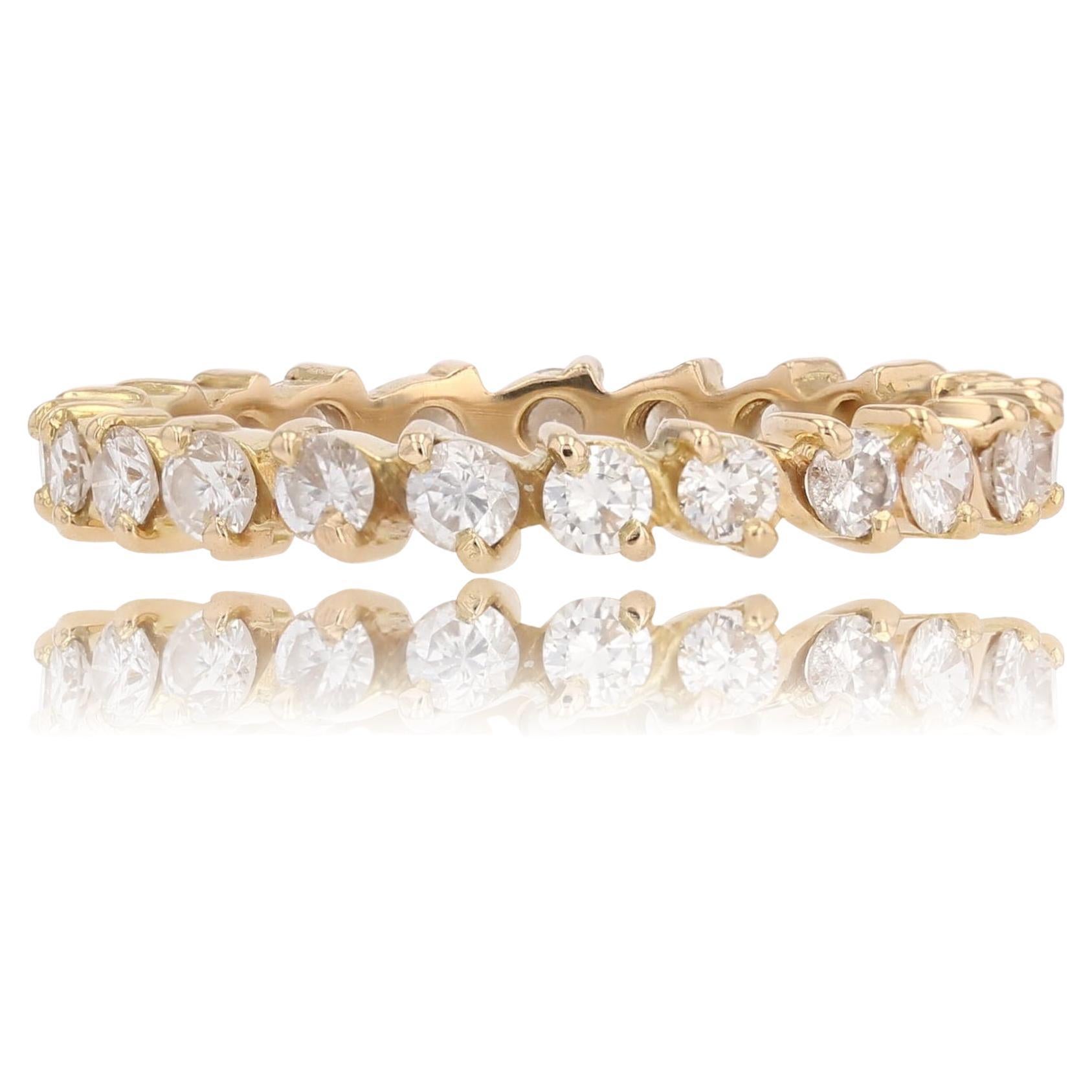 French 1960s Diamond 18 Karat Yellow Gold Eternity Wedding Ring