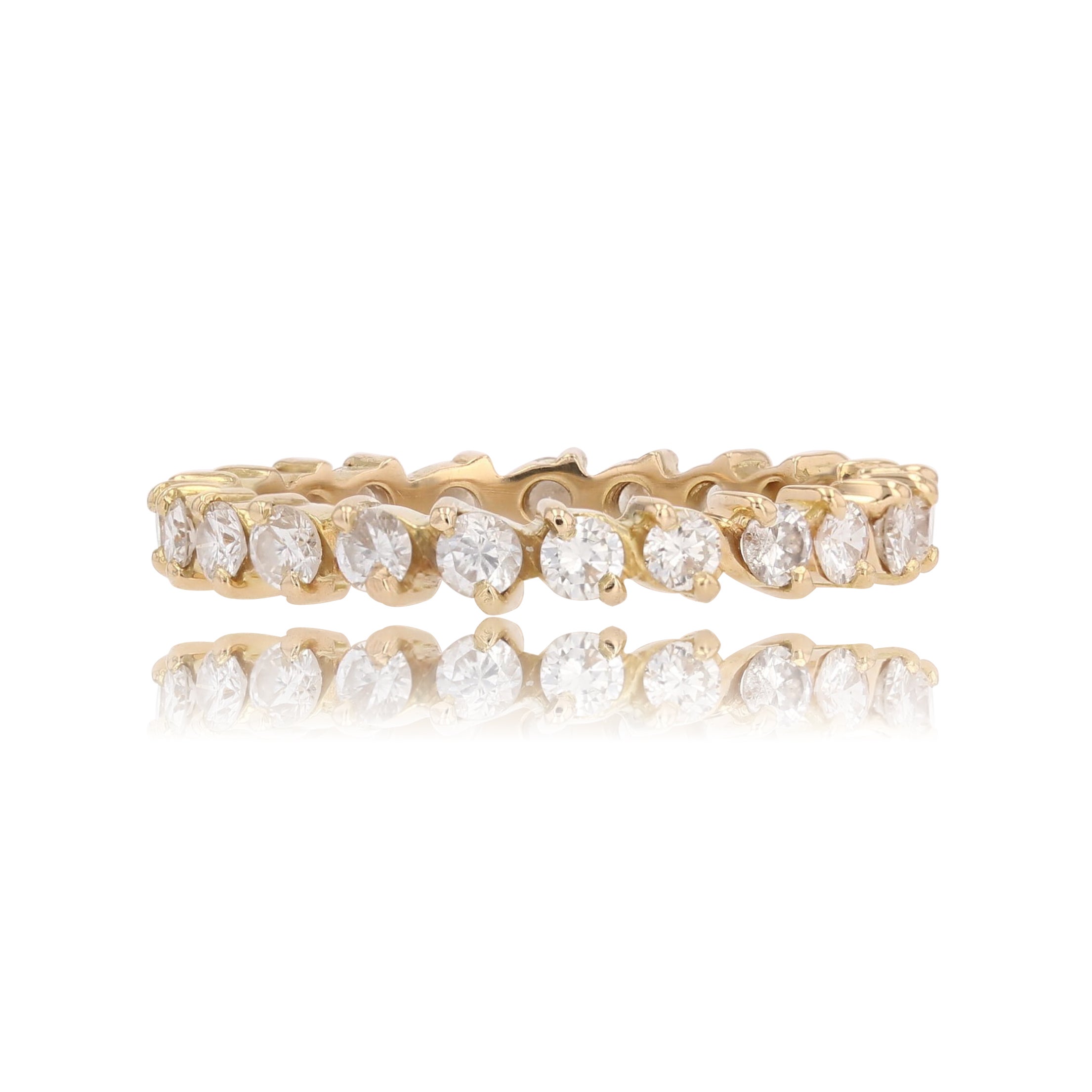 French 1960s Diamond 18 Karat Yellow Gold Eternity Wedding Ring For Sale