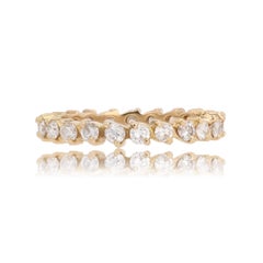 French 1960s Diamond 18 Karat Yellow Gold Eternity Wedding Ring