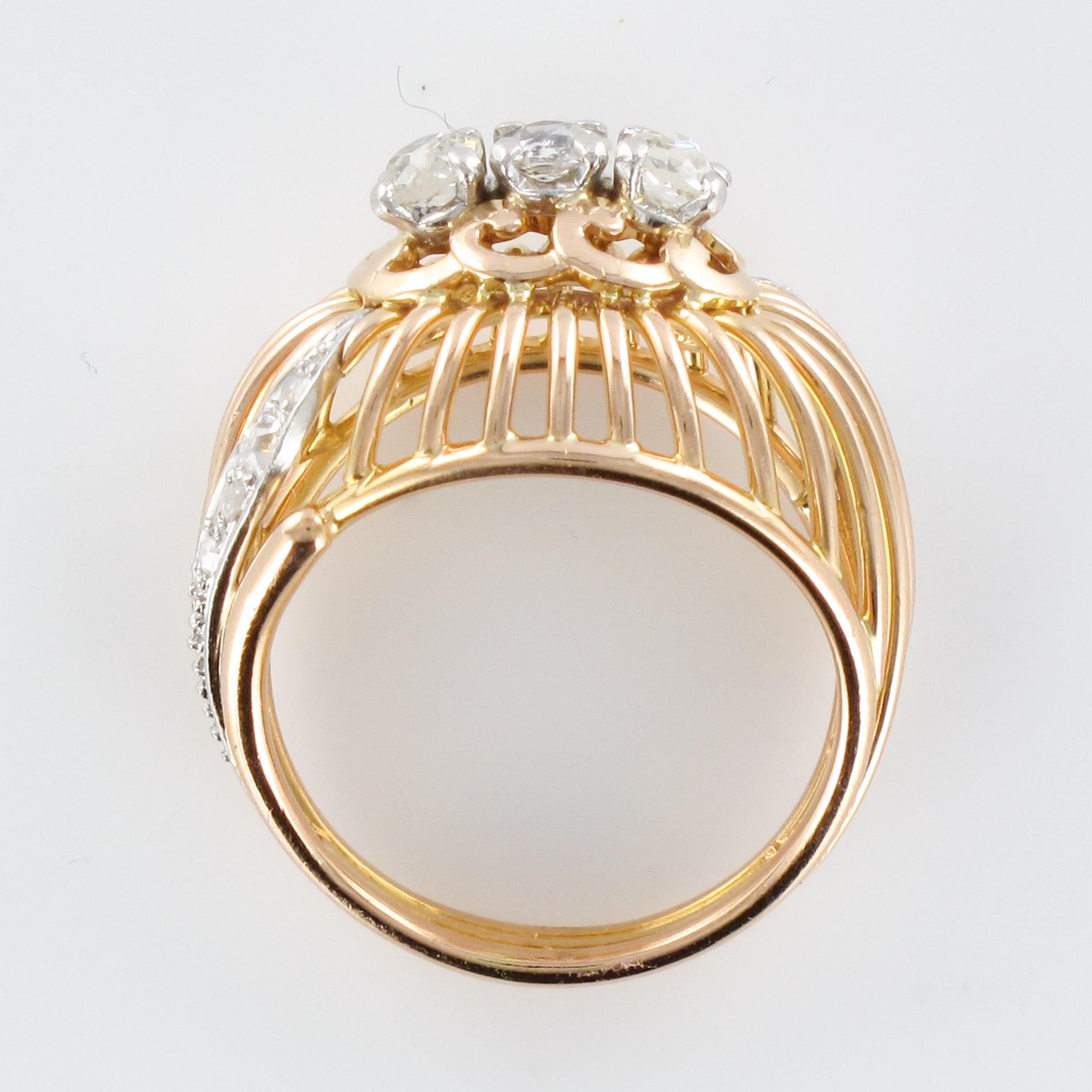 Bague à dôme en or jaune 18 carats avec diamant des années 1960 en vente 9