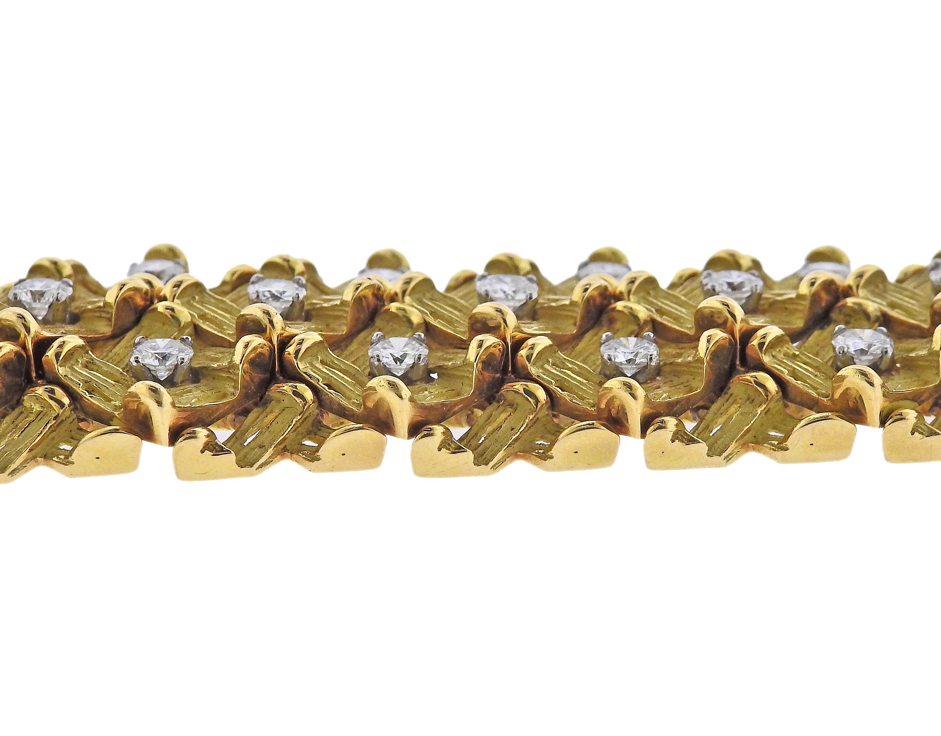 Französisches Diamant-Goldarmband der 1960er Jahre (Rundschliff)