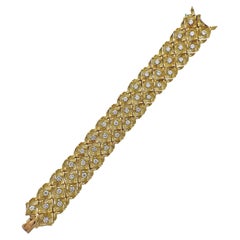 Vintage French 1960s Diamond Gold Bracelet