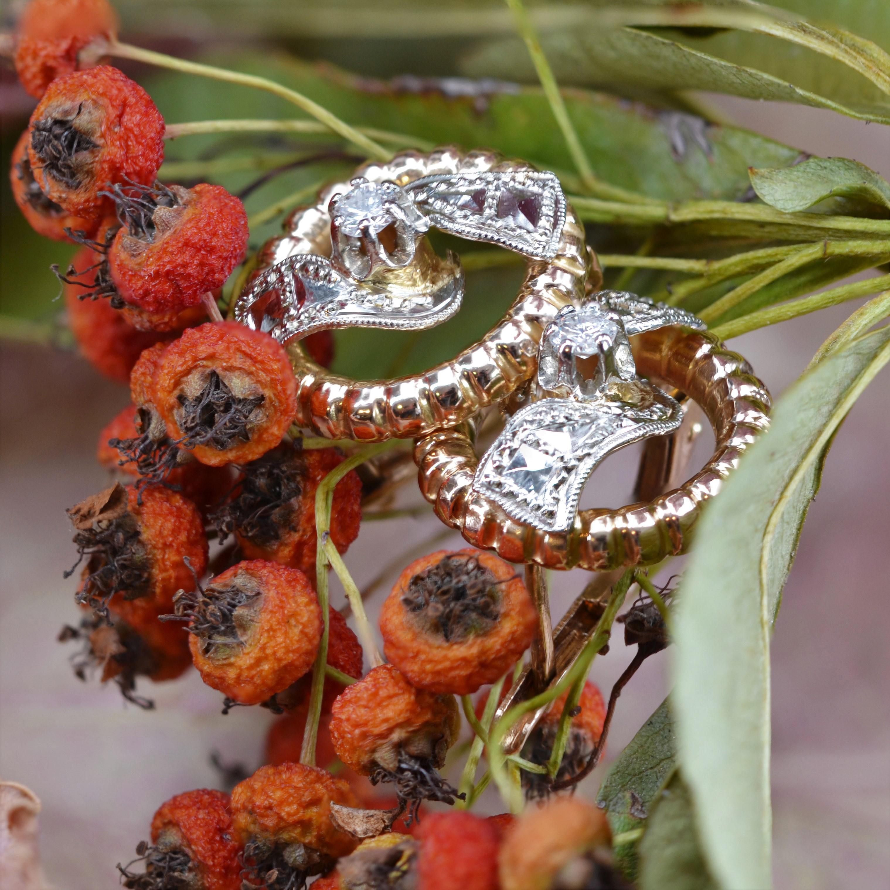 French 1960s Diamonds 18 Karat Rose White Gold Earrings For Sale 2