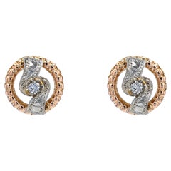 French 1960s Diamonds 18 Karat Rose White Gold Earrings