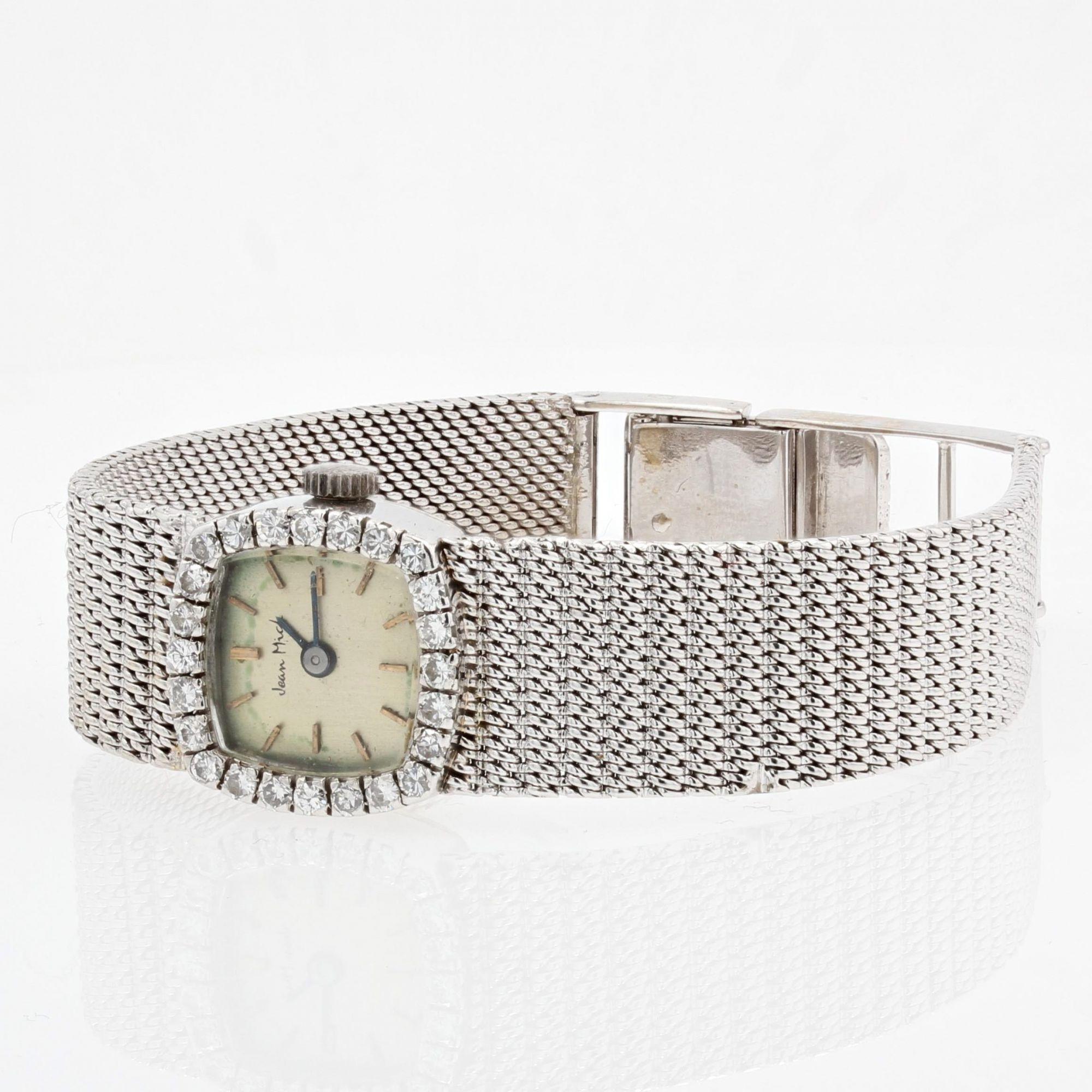 Brilliant Cut French 1960s Diamonds 18 Karat White Gold Lady's Watch For Sale