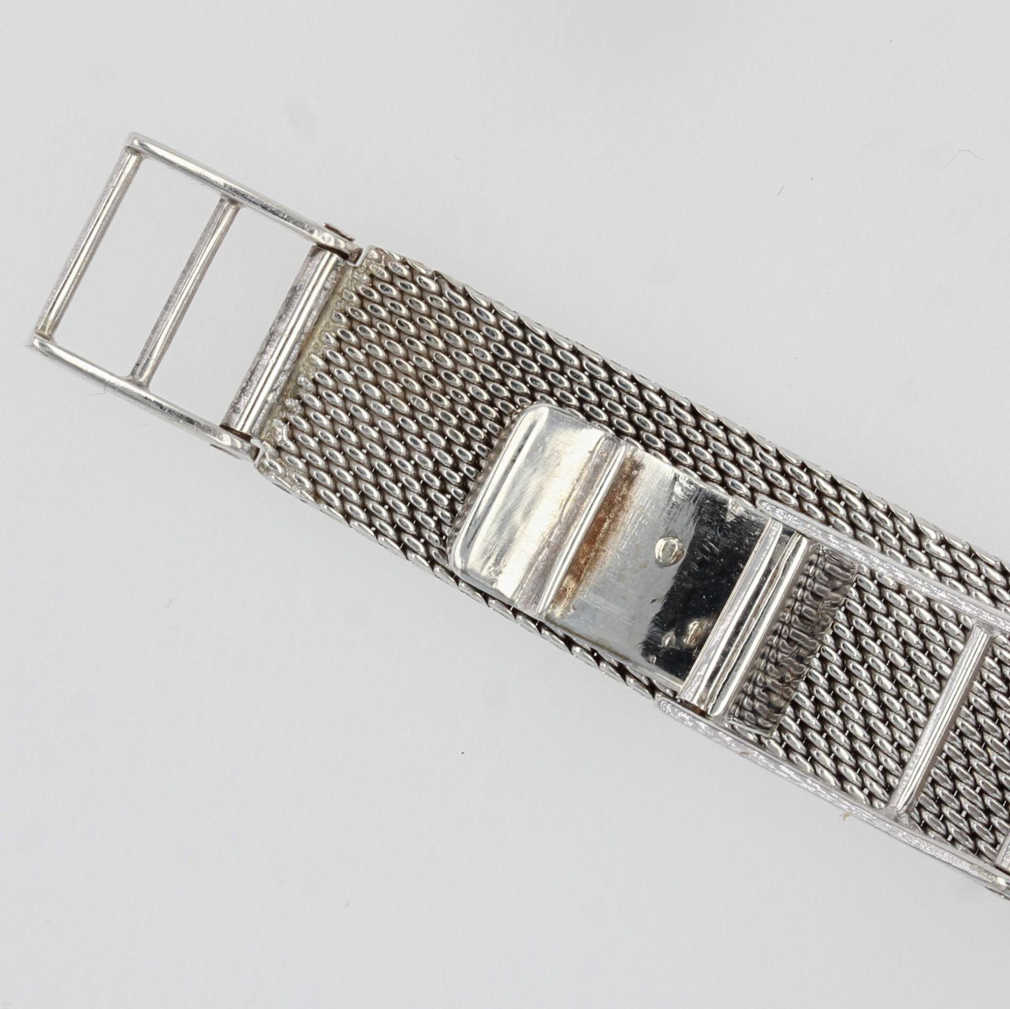 French 1960s Diamonds 18 Karat White Gold Lady's Watch For Sale 3