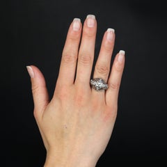French 1960s Diamonds 18 Karat White Gold Openwork Dome Ring