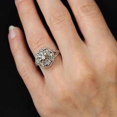 Französischer 1960er Jahre Diamanten 18 Karat Weißgold Retro Ring