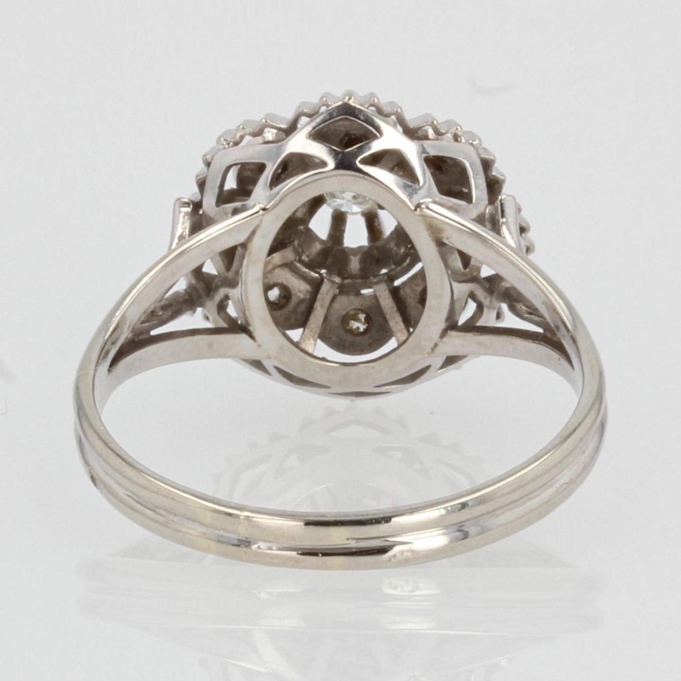 Anello retrò francese anni '60 con diamanti in oro bianco 18 carati in vendita 5