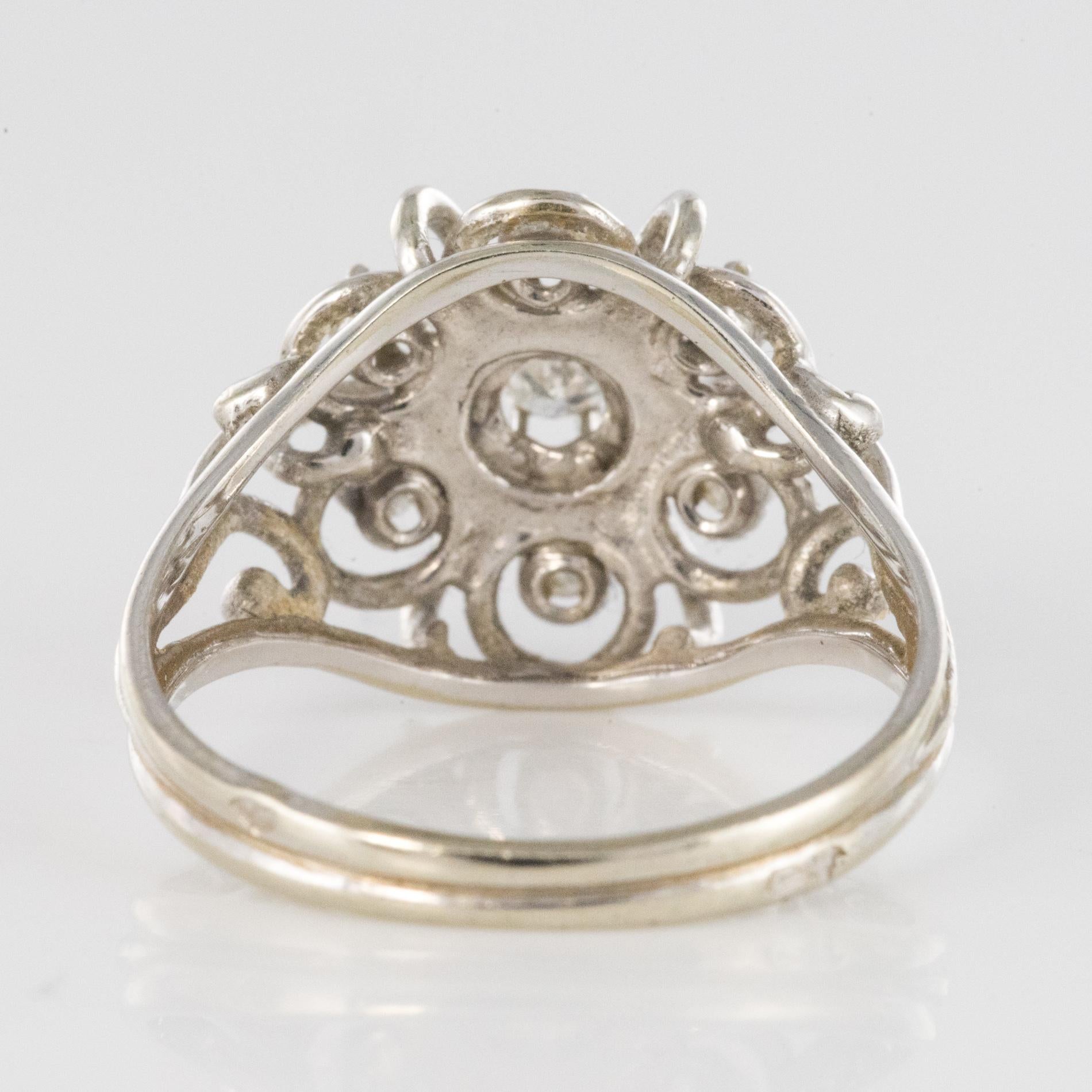 French 1960s Diamonds 18 Karat White Gold Thread Ring For Sale 7