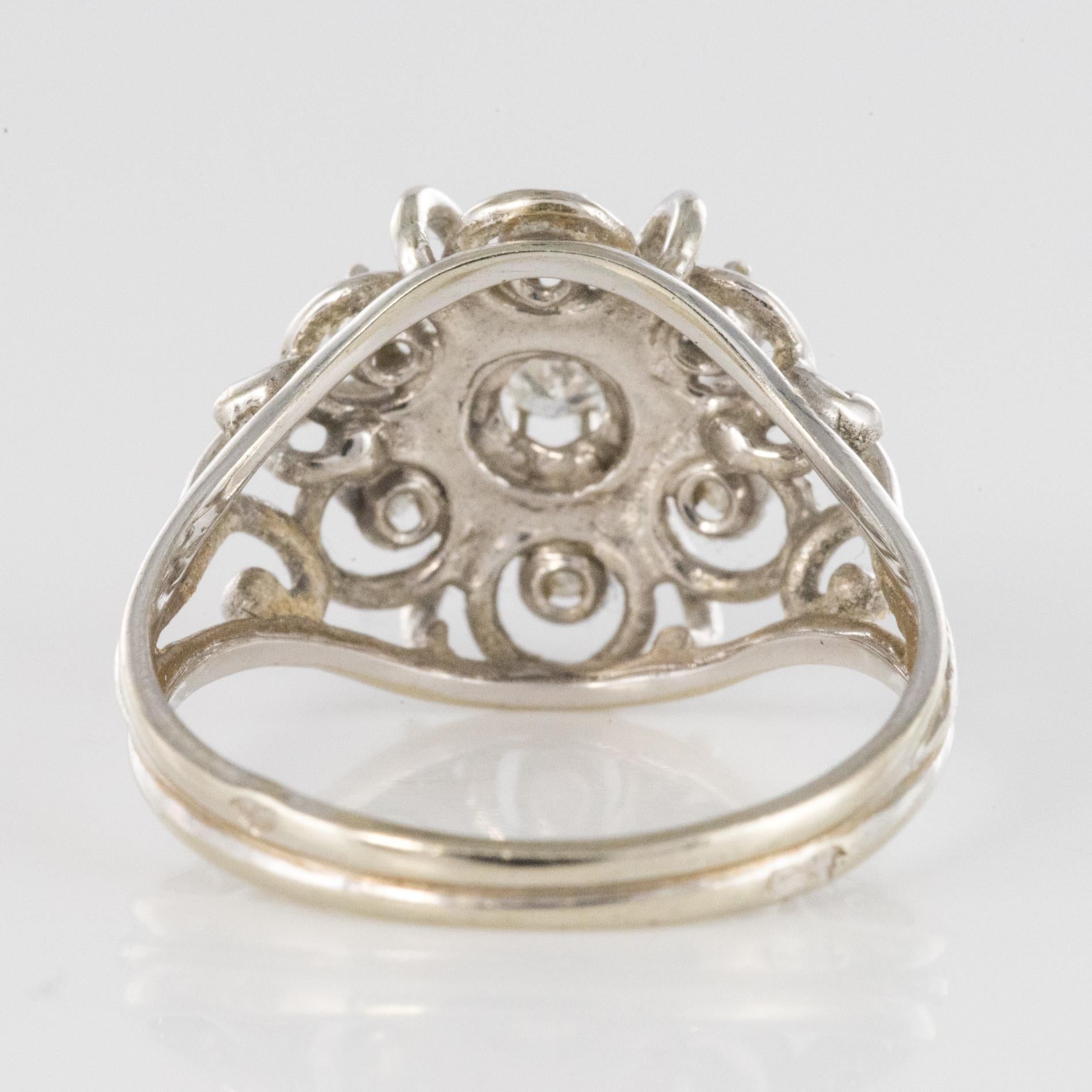 Bague à fil en or blanc 18 carats, diamants des années 1960 françaises en vente 8