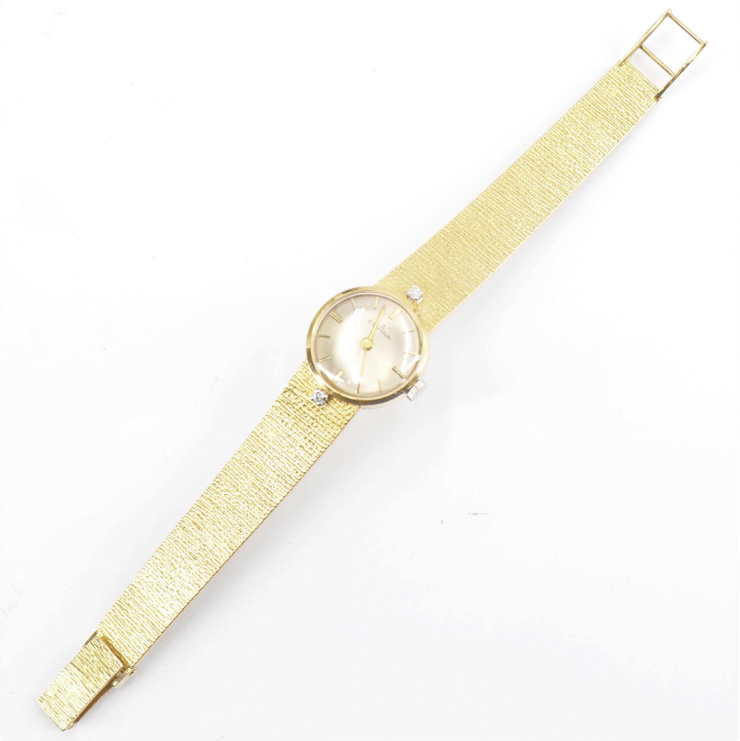 French 1960s Diamonds 18 Karat Yellow Gold Eviana Women Watch For Sale 2