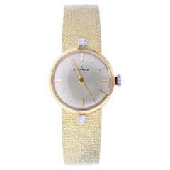 Vintage French 1960s Diamonds 18 Karat Yellow Gold Eviana Women Watch