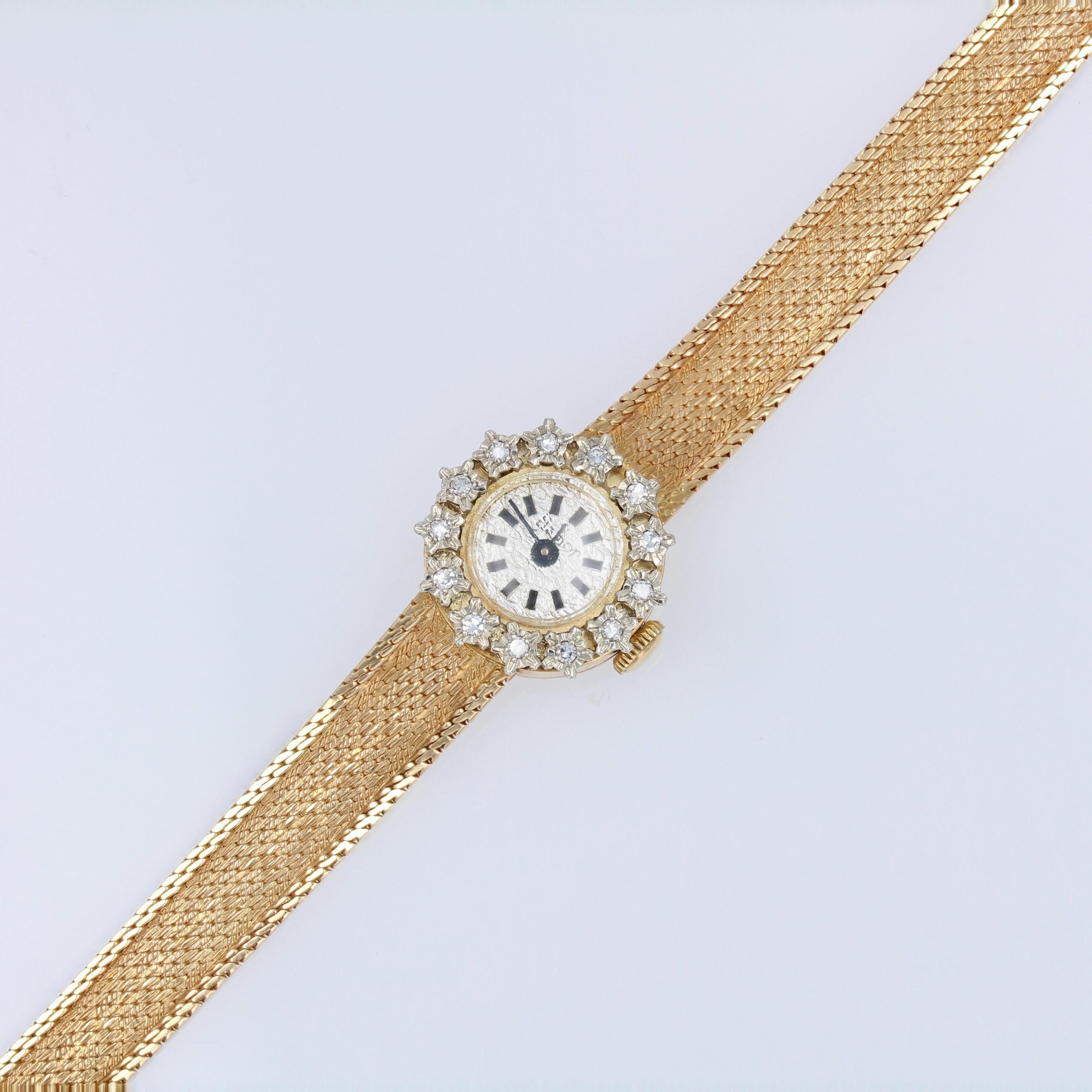French 1960s Diamonds 18 Karat Yellow Gold Lady's Watch 6